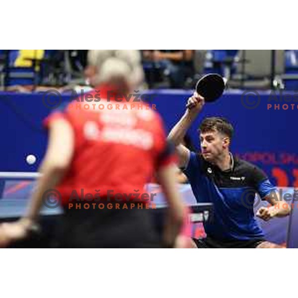 Deni Kozul (SLO) in action during mixed doubles table tennis tournament at European Games in Krakow, Poland on June 23, 2023. Foto: Filip Barbalic