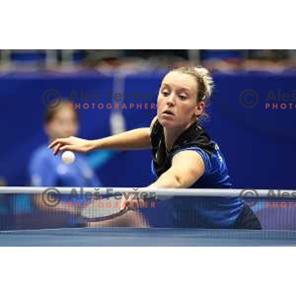 Katarina Strazar (SLO) in action during mixed doubles table tennis tournament at European Games in Krakow, Poland on June 23, 2023. Foto: Filip Barbalic