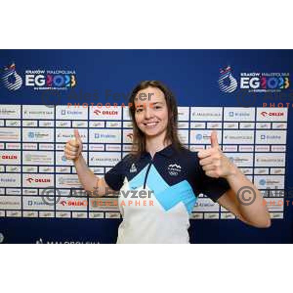 Ziva Dvorsak (SLO) competes in Women’s shooting in 10 meters Air Rifle during European Games in Wroclaw, Poland on June 23, 2023