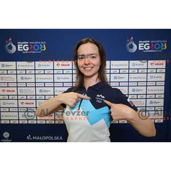 Ziva Dvorsak (SLO) competes in Women’s shooting in 10 meters Air Rifle during European Games in Wroclaw, Poland on June 23, 2023