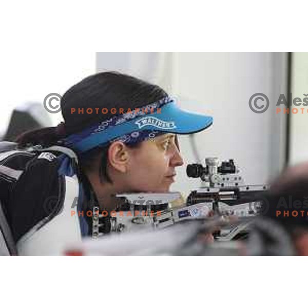 Urska Kuharic (SLO) during practice session at shooting range at European Games in Wroclaw, Poland on June 23, 2023