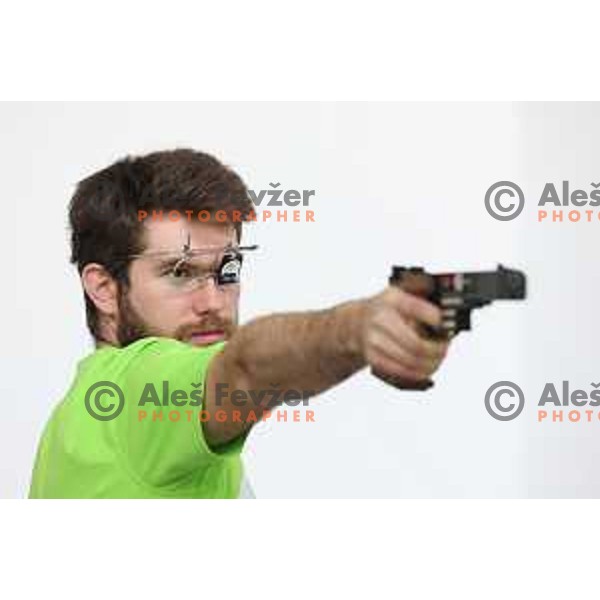 Joze Ceper (SLO) during practice session at shooting range at European Games in Wroclaw, Poland on June 23, 2023