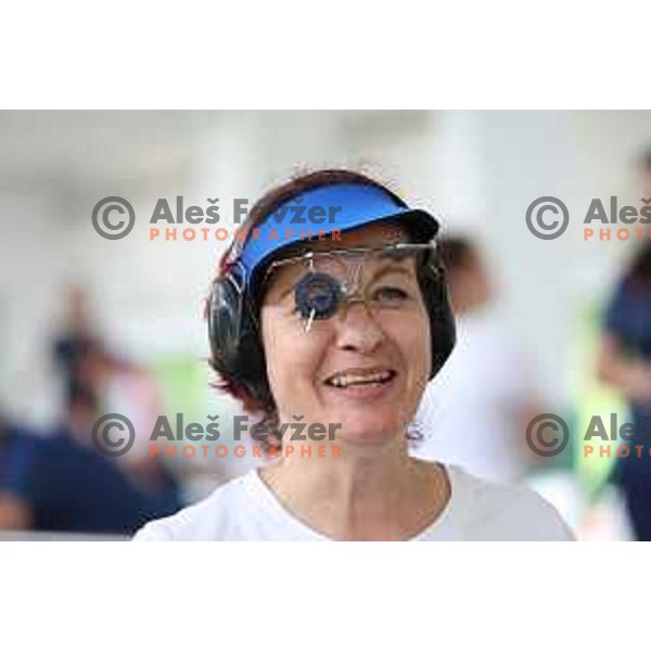 Denis Bola Ujcic (SLO) during practice session at shooting range at European Games in Wroclaw, Poland on June 23, 2023