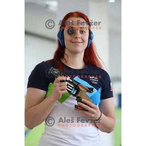 Jagoda Tkalec (SLO) during practice session at shooting range at European Games in Wroclaw, Poland on June 23, 2023