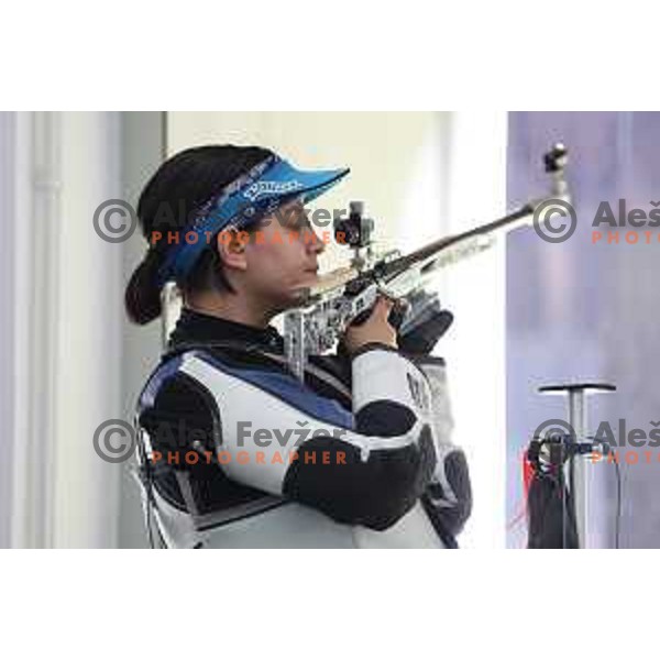 Urska Kuharic (SLO) during practice session at shooting range at European Games in Wroclaw, Poland on June 23, 2023