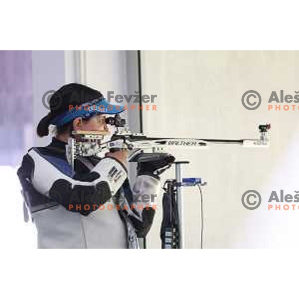 Urska Kuharic (SLO) during practice session at shooting range at European Games in Wroclaw, Poland on June 23, 2023