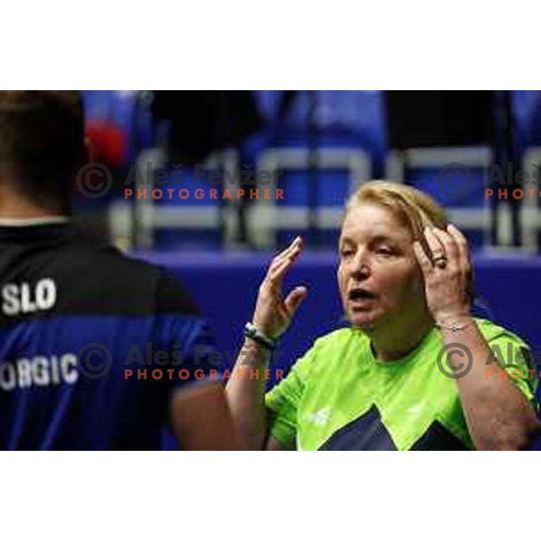 Coach Andreja Ojstersek (SLO) during Table tennis men\'s singles round of 32 during European Games in Krakow, Poland on June 24, 2023