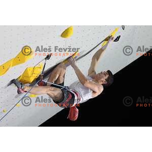 Lovro Crep of Slovenia climbing team during the Lead Final in Sports Climbing at European Games in Krakow, Poland on June 24, 2023