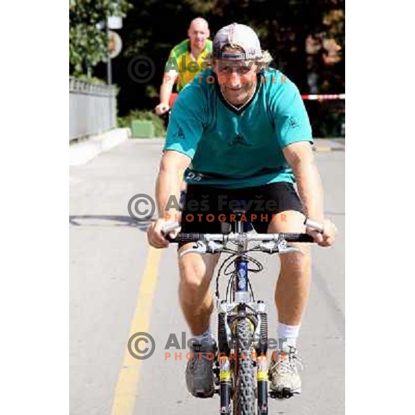 Tomaz Vnuk at Summer practice of ice-hockey team Tilia Olimpija in Ljubljana 29.7.2008. Players were riding their bikes to the hills around ice hockey rink.. Photo by Ales Fevzer 