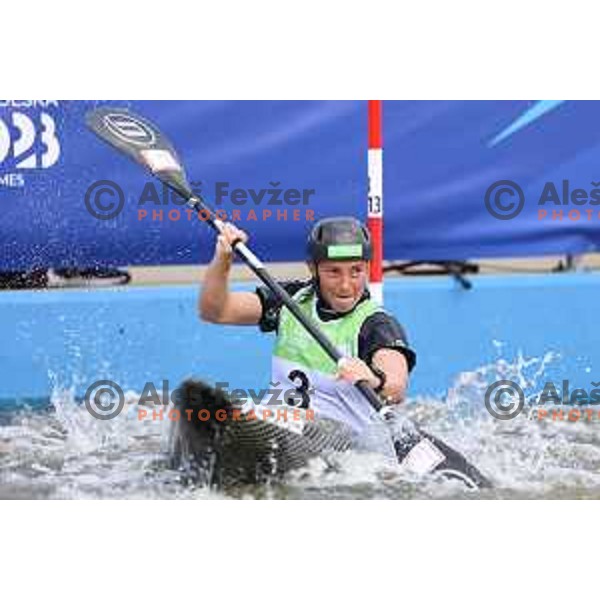 Eva Tercelj of Slovenia kayak and canoe team during the Women\'s Kayak 1st Heat in Canoe Slalom at European Games in Krakow, Poland on June 29, 2023. Foto: Filip Barbalic