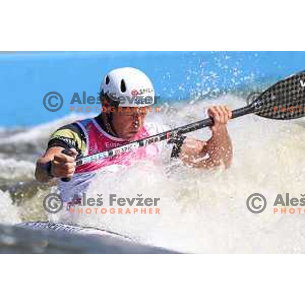 Benjamin Savsek (SLO) competes in Men\'s C-1 1st Run in Canoe Slalom at European Games in Krakow, Poland on June 30, 2023. Foto: Filip Barbalic