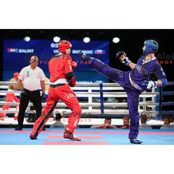 Ali Botonjic (SLO, blue) competes in Kickboxing - Men’s Point Fighting -74 kg at European Games 2023, Myslenice, Poland on June 30, 2023