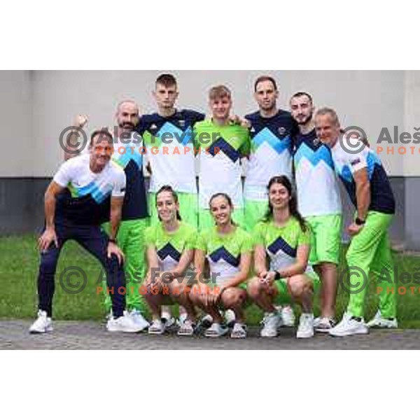 Urska Gazvoda, Tyra Barada and Tina Baloh of Slovenia Kickboxing team at European Games 2023, Myslenice, Poland on June 30, 2023