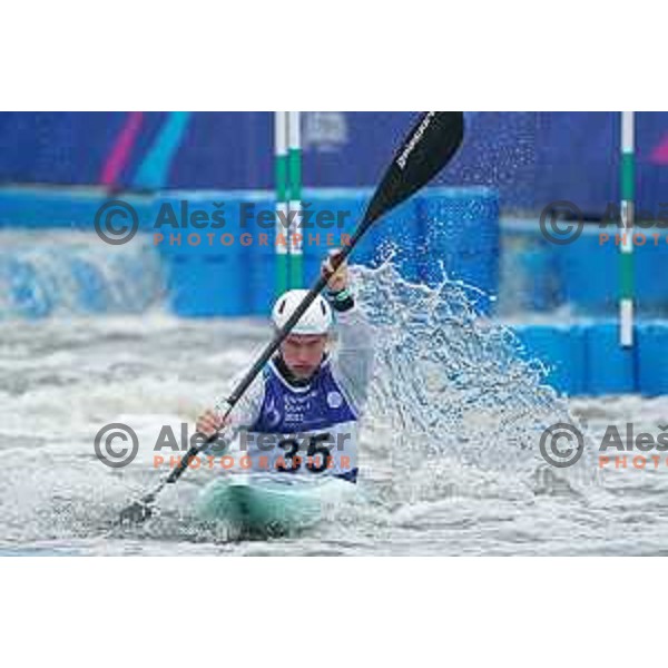 Ziga Lin Hocevar (SLO) competes in Canoe Slalom semi-final in Men’s Kayak K-1 in Kolna Sports Centre, Krakow during European Games 2023, Poland on July 1, 2023