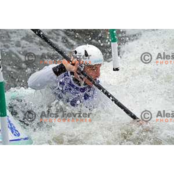 Ziga Lin Hocevar (SLO) competes in Canoe Slalom semi-final in Men’s Kayak K-1 in Kolna Sports Centre, Krakow during European Games 2023, Poland on July 1, 2023