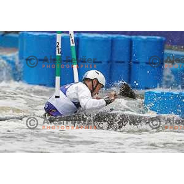 Lan Tominc (SLO) competes in Canoe Slalom semi-final in Men’s Kayak K-1 in Kolna Sports Centre, Krakow during European Games 2023, Poland on July 1, 2023