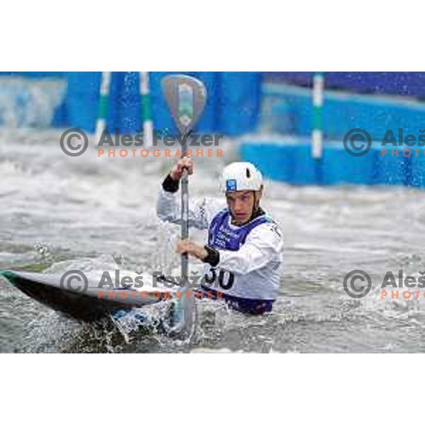 Lan Tominc (SLO) competes in Canoe Slalom semi-final in Men’s Kayak K-1 in Kolna Sports Centre, Krakow during European Games 2023, Poland on July 1, 2023