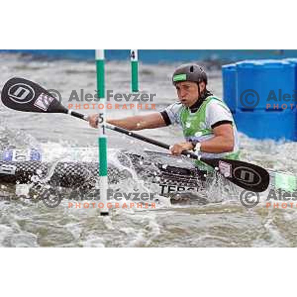 Eva Tercelj (SLO) competes in Canoe Slalom semi-final in Women’s Kayak K-1 in Kolna Sports Centre, Krakow during European Games 2023, Poland on July 1, 2023