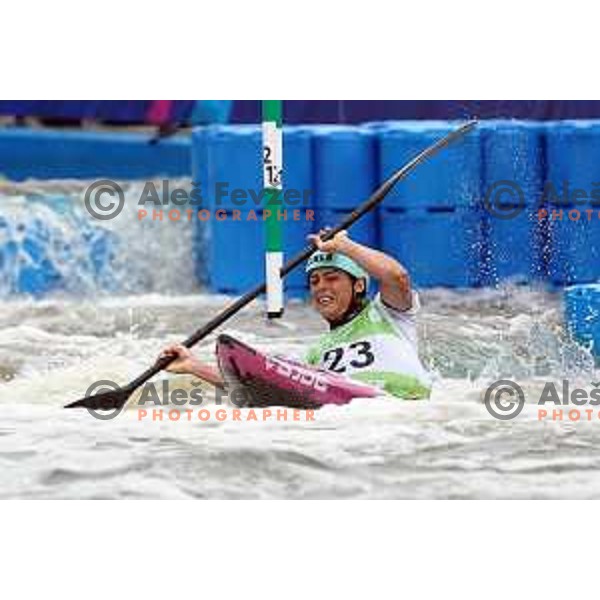 Ajda Novak (SLO) competes in Canoe Slalom semi-final in Women’s Kayak K-1 in Kolna Sports Centre, Krakow during European Games 2023, Poland on July 1, 2023