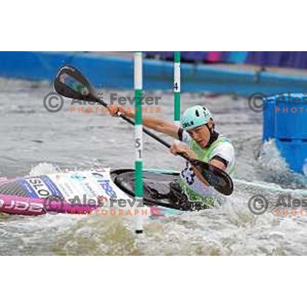 Ajda Novak (SLO) competes in Canoe Slalom semi-final in Women’s Kayak K-1 in Kolna Sports Centre, Krakow during European Games 2023, Poland on July 1, 2023