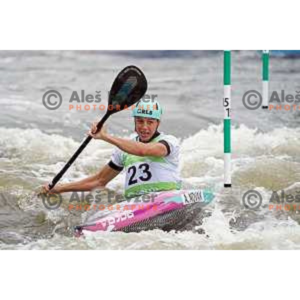 Ajda Novak (SLO) competes in Canoe Slalom semi-final in Women’s Kayak K-1 in Kolna Sports Centre, Krakow during European Games 2023, Poland on July 1, 2023