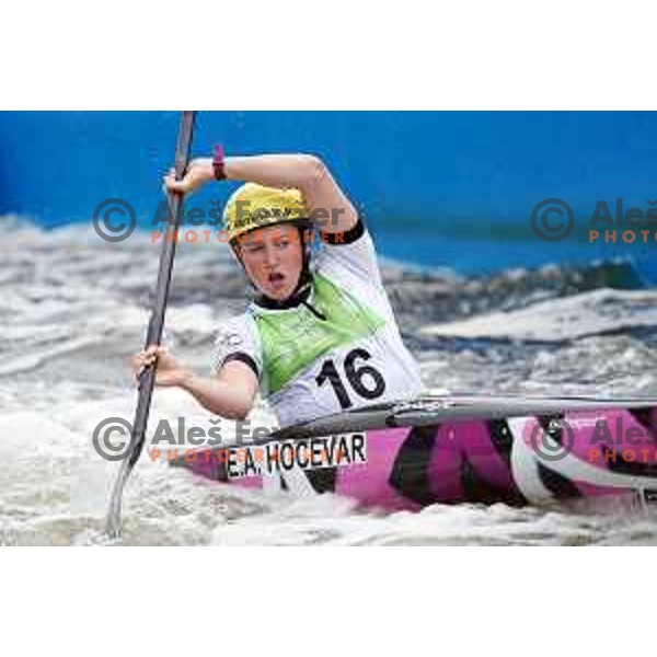 Eva Alina Hocevar (SLO) competes in Canoe Slalom semi-final in Women’s Kayak K-1 in Kolna Sports Centre, Krakow during European Games 2023, Poland on July 1, 2023