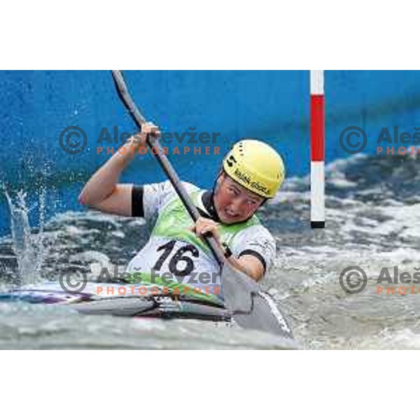 Eva Alina Hocevar (SLO) competes in Canoe Slalom semi-final in Women’s Kayak K-1 in Kolna Sports Centre, Krakow during European Games 2023, Poland on July 1, 2023