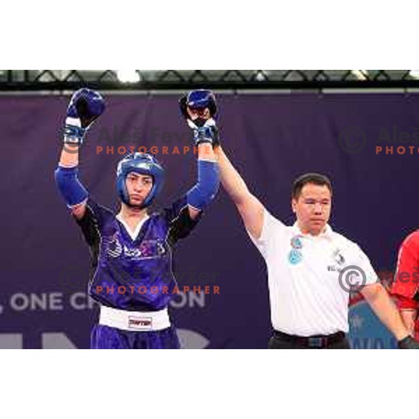 Tina Baloh (SLO, blue) competes in Kickboxing - Women\'s Point Fighting -70 kg at European Games 2023, Myslenice, Poland on June 30, 2023