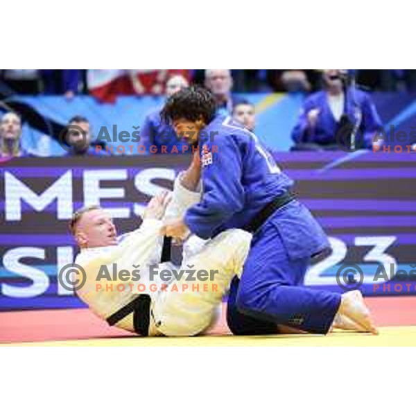 Narsej Lackovic (SLO) competes in Mixed Team Elimination Round of 16 in Judo at European Games in Krakow, Poland on July 1, 2023. Foto: Filip Barbalic