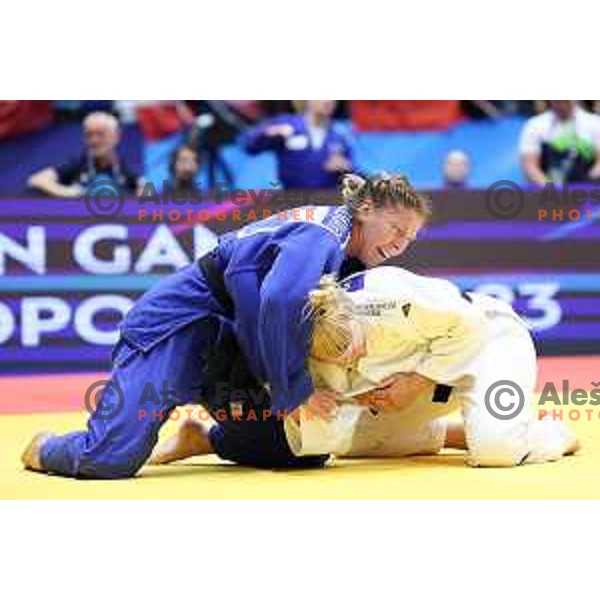 Urska Torkar (SLO) competes in Mixed Team Elimination Round of 16 in Judo at European Games in Krakow, Poland on July 1, 2023. Foto: Filip Barbalic