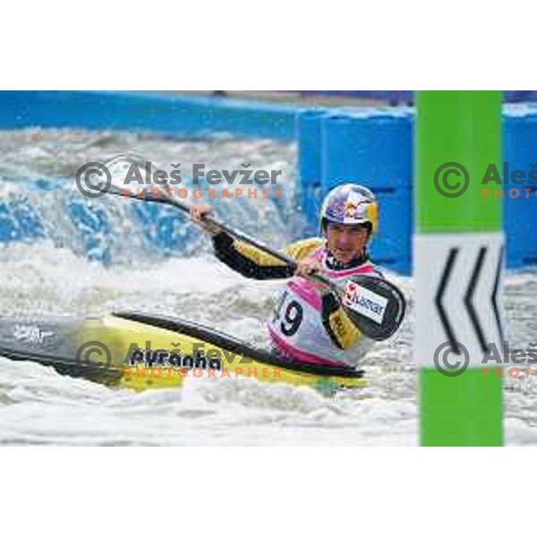 Peter Kauzer (SLO) competes in Canoe Slalom Men’s Kayak Cross in Kolna Sports Centre, Krakow during European Games 2023, Poland on July 1, 2023