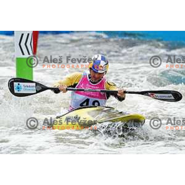 Peter Kauzer (SLO) competes in Canoe Slalom Men’s Kayak Cross in Kolna Sports Centre, Krakow during European Games 2023, Poland on July 1, 2023