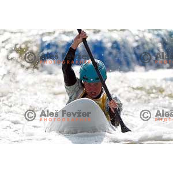 Eva Alina Hocevar (SLO) competes in Canoe Slalom Women’s Kayak Cross in Kolna Sports Centre, Krakow during European Games 2023, Poland on July 1, 2023