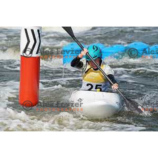 Eva Alina Hocevar (SLO) competes in Canoe Slalom Women’s Kayak Cross in Kolna Sports Centre, Krakow during European Games 2023, Poland on July 1, 2023