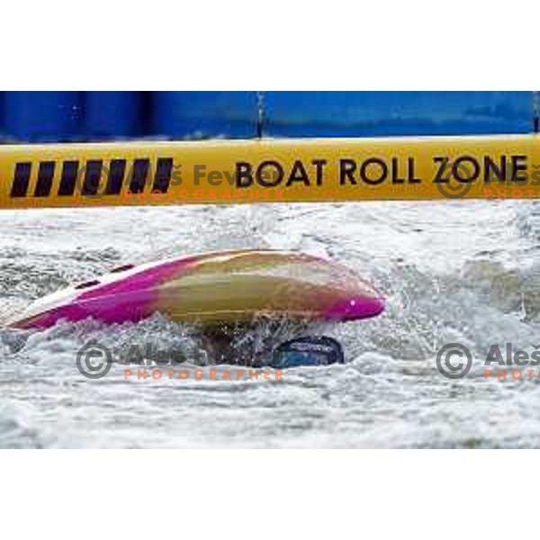 Ajda Novak (SLO) competes in Canoe Slalom Women’s Kayak Cross in Kolna Sports Centre, Krakow during European Games 2023, Poland on July 1, 2023