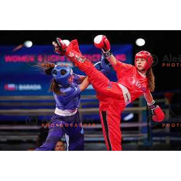 Tyra Barada (SLO, red) gold medalist in Kickboxing Women\'s Light Contact -50 kg at European Games in Myslenice, Poland on July 2, 2023