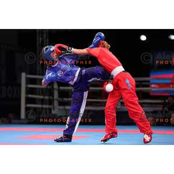 Tyra Barada (SLO, red) gold medalist in Kickboxing Women\'s Light Contact -50 kg at European Games in Myslenice, Poland on July 2, 2023