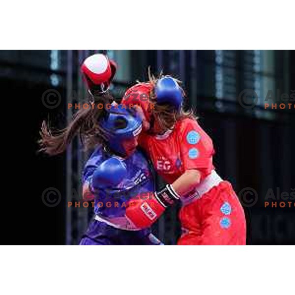 Tyra Barada (SLO, red) gold medalist in Kickboxing Women\'s Light Contact -50 kg at European Games in Myslenice, Poland on July 2, 2023