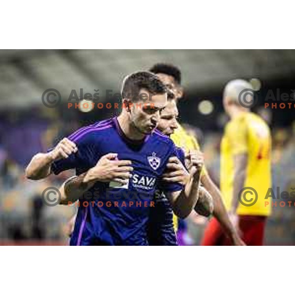 Ivan Brnic celebrating during the UEFA Europa Conference League qualifications football match between Maribor and Birkirkara in Ljudski vrt, Maribor, Slovenia on July 13, 2023. Photo: Jure Banfi