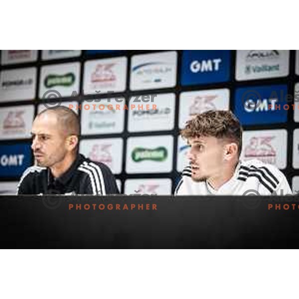 Emir Saitoski at the press conference after Prva liga Telemach football match between Mura and Domzale in Fazanerija, Murska Sobota, Slovenia on July 22, 2023. Photo: Jure Banfi