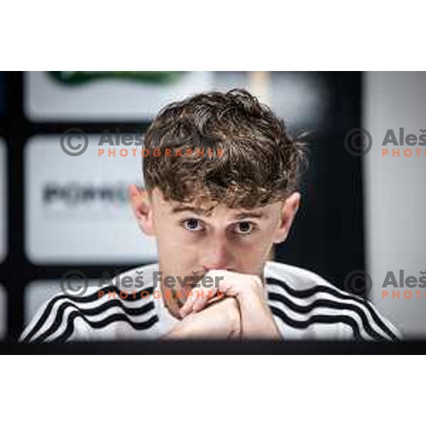Emir Saitoski at the press conference after Prva liga Telemach football match between Mura and Domzale in Fazanerija, Murska Sobota, Slovenia on July 22, 2023. Photo: Jure Banfi