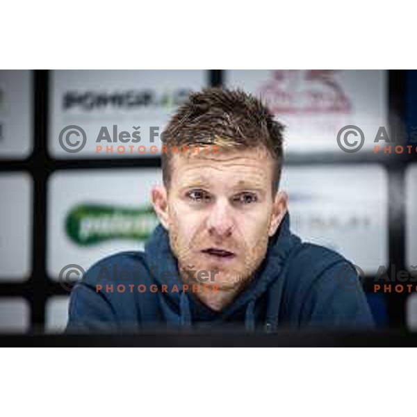 Simon Rozman, head coach of Domzale at the press conference after Prva liga Telemach football match between Mura and Domzale in Fazanerija, Murska Sobota, Slovenia on July 22, 2023. Photo: Jure Banfi