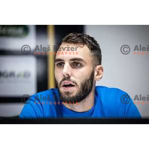 Danijel Sturm at the press conference after Prva liga Telemach football match between Mura and Domzale in Fazanerija, Murska Sobota, Slovenia on July 22, 2023. Photo: Jure Banfi