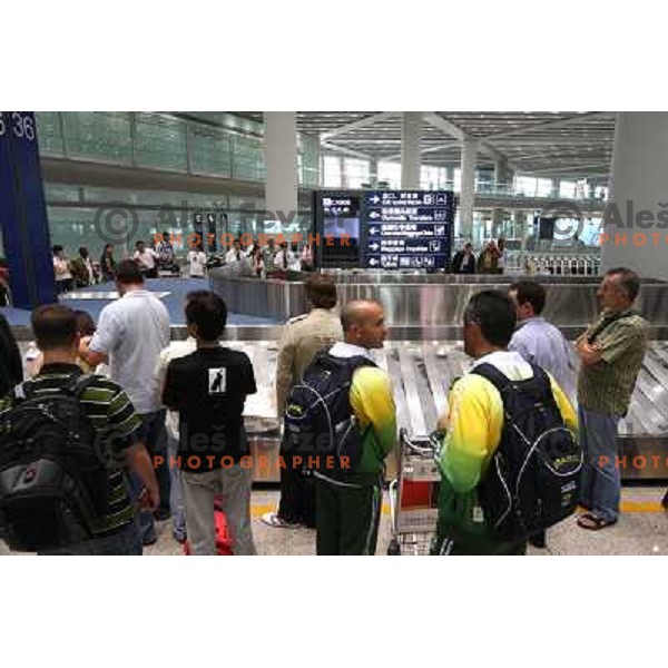 Slovenian journalists waiting for their laguagge at Beijing airport on August 5th 2008. Lugagge wa lost in Frankfurt so they had to report in lost&found office. Photo by Ales Fevzer 
