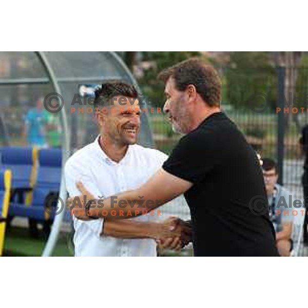 Zoran Zeljkovic, head coach of Koper and Joao Henriques during Prva liga Telemach 2023/2024 football match between Koper and Olimpija in Koper, Slovenia on July 22, 2023