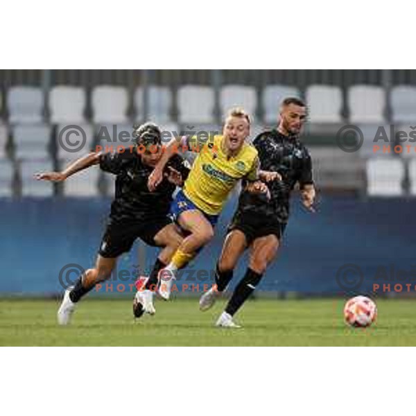 In action during Prva liga Telemach 2023/2024 football match between Koper and Olimpija in Koper, Slovenia on July 22, 2023