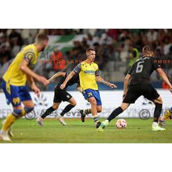 In action during Prva liga Telemach 2023/2024 football match between Koper and Olimpija in Koper, Slovenia on July 22, 2023