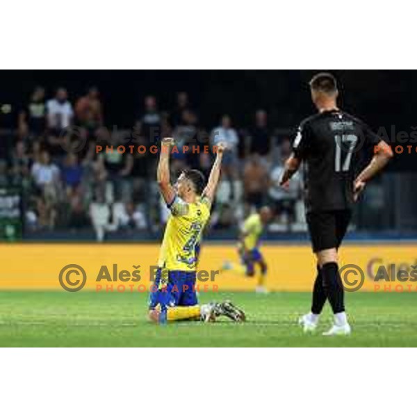 in action during Prva liga Telemach 2023/2024 football match between Koper and Olimpija in Koper, Slovenia on July 22, 2023