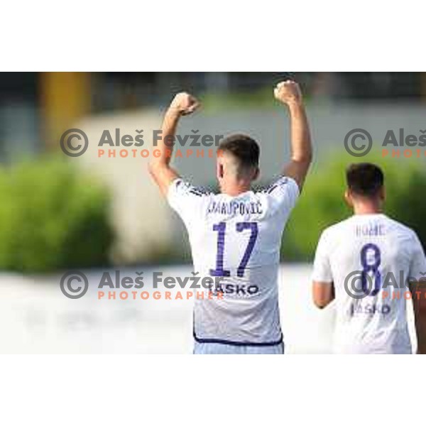 Arnel Jakupovic of Maribor celebrates goal during Prva liga Telemach 2023/2024 football match between Radomlje and Maribor in Domzale, Slovenia on July 23, 2023