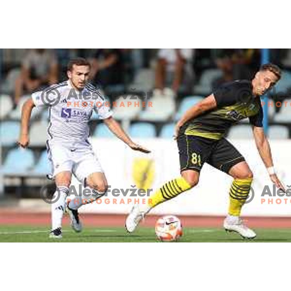 in action during Prva liga Telemach 2023/2024 football match between Radomlje and Maribor in Domzale, Slovenia on July 23, 2023